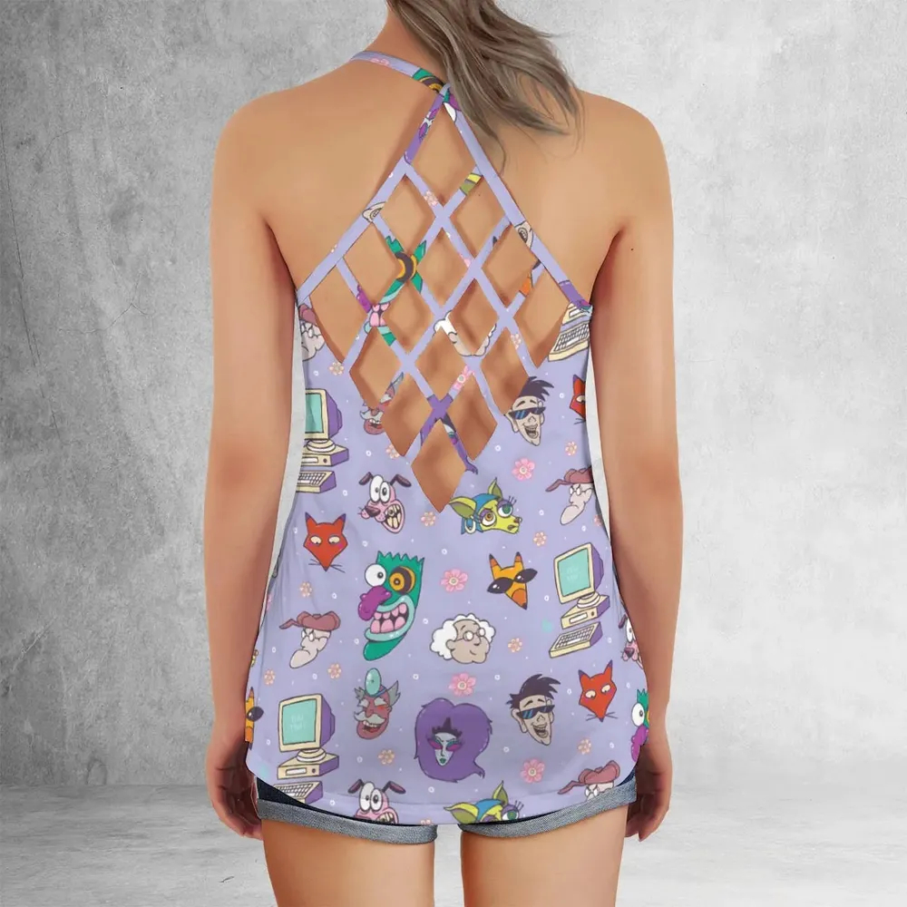 Floral Courage Courage the Cowardly Dog Criss Cross Tank Top - 3
