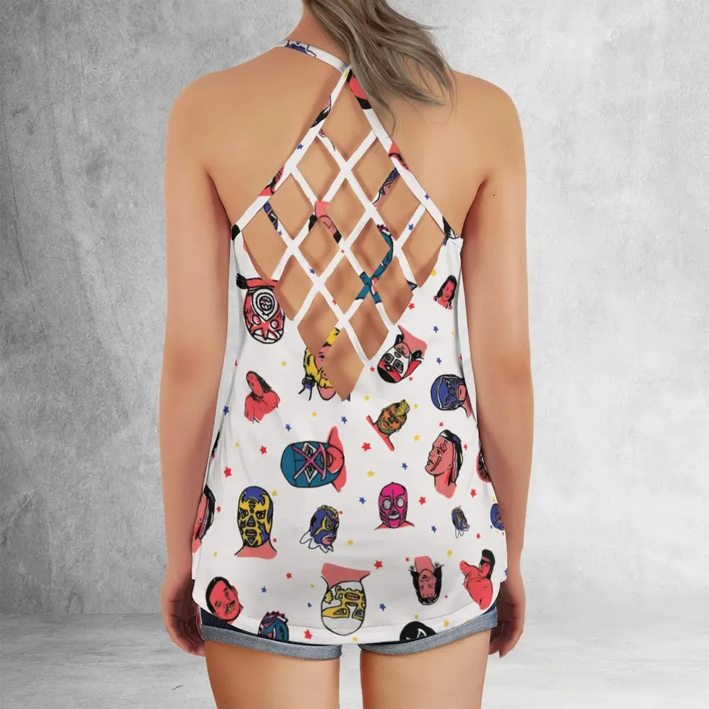 Lucha Libre Wrestling Criss Cross Tank Top - 3