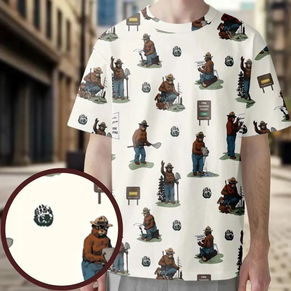 Smokey The Bear All-Over Print Unisex T-Shirt - 3