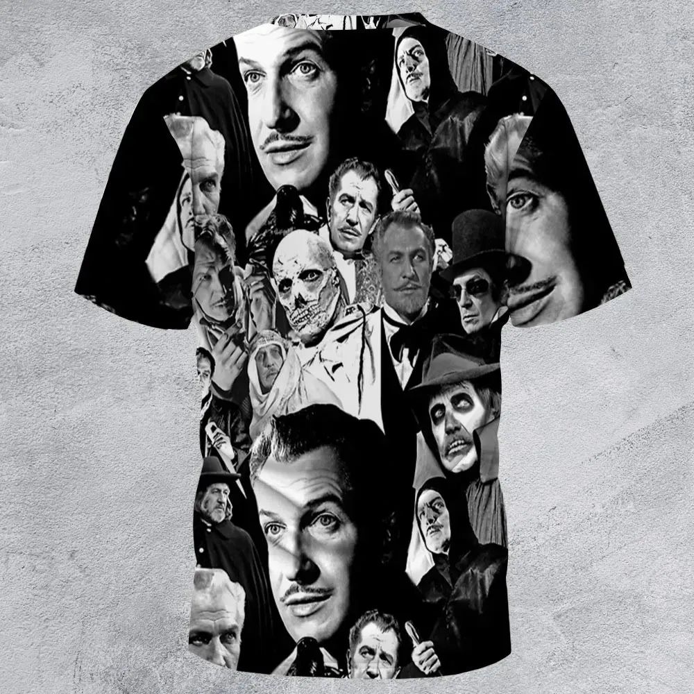 Horror Characters The Many Faces Of Vincent Price All-Over Print Unisex T-Shirt - 2