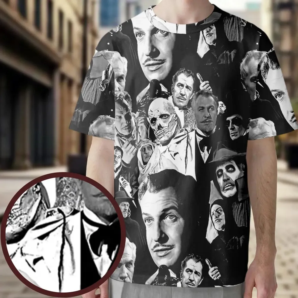 Horror Characters The Many Faces Of Vincent Price All-Over Print Unisex T-Shirt - 3