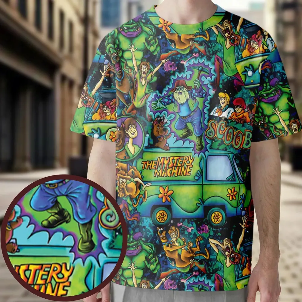 Monsters Mayhem and The Mystery Machine Scooby Doo All-Over Print Unisex T-Shirt - 3