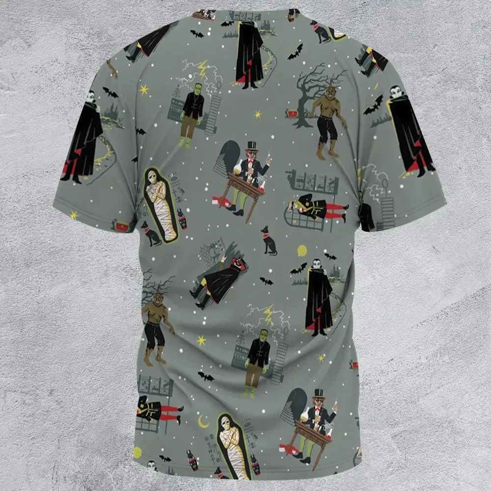 Classic Monsters Halloween All-Over Print Unisex T-Shirt - 2
