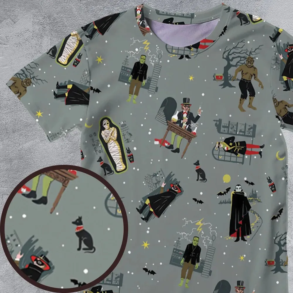 Classic Monsters Halloween All-Over Print Unisex T-Shirt - 4