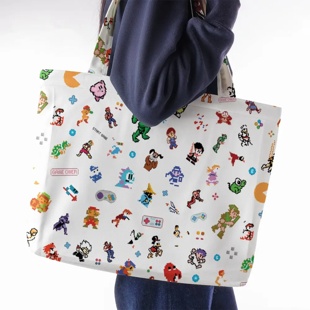 Iconic Video Game Characters Large Tote Bag - 2
