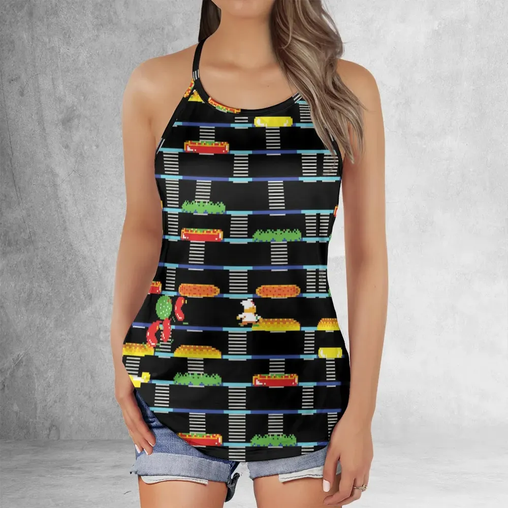 BurgerTime Arcade Game Criss Cross Tank Top - 2
