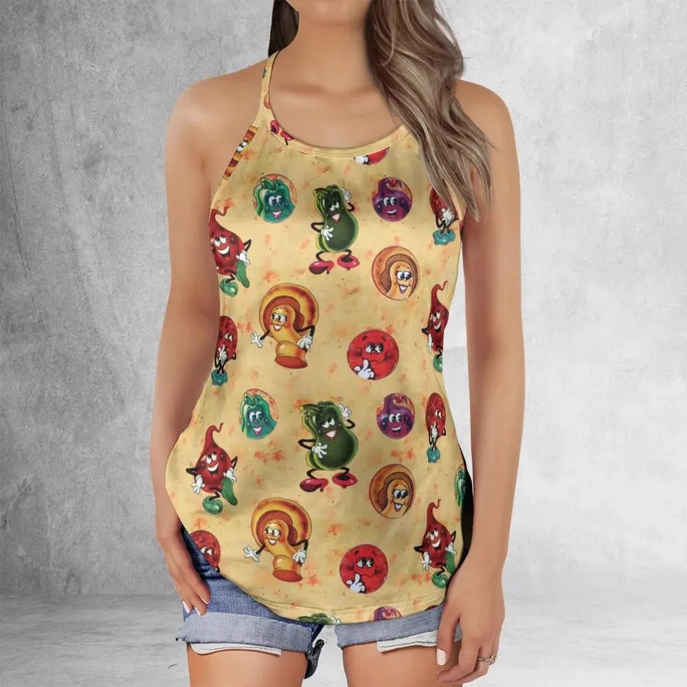 Old Board Game Pizza Party Criss Cross Tank Top - 2