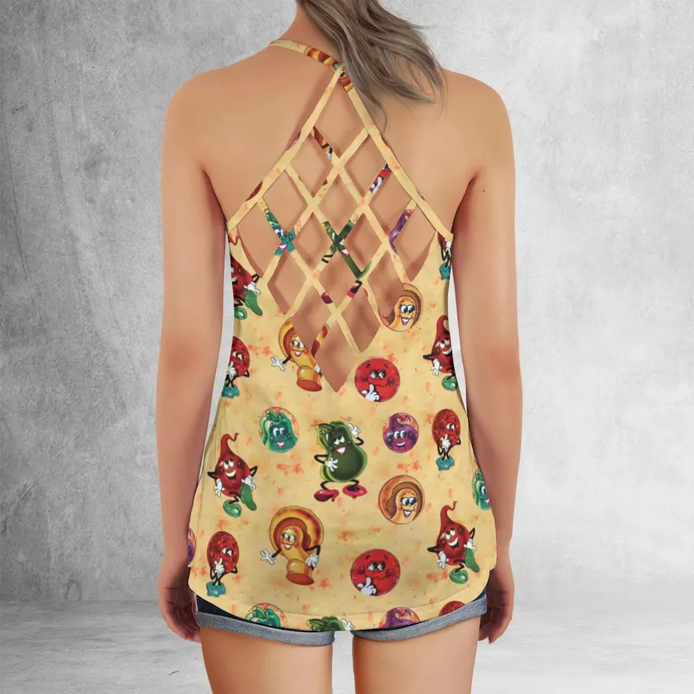 Old Board Game Pizza Party Criss Cross Tank Top - 3
