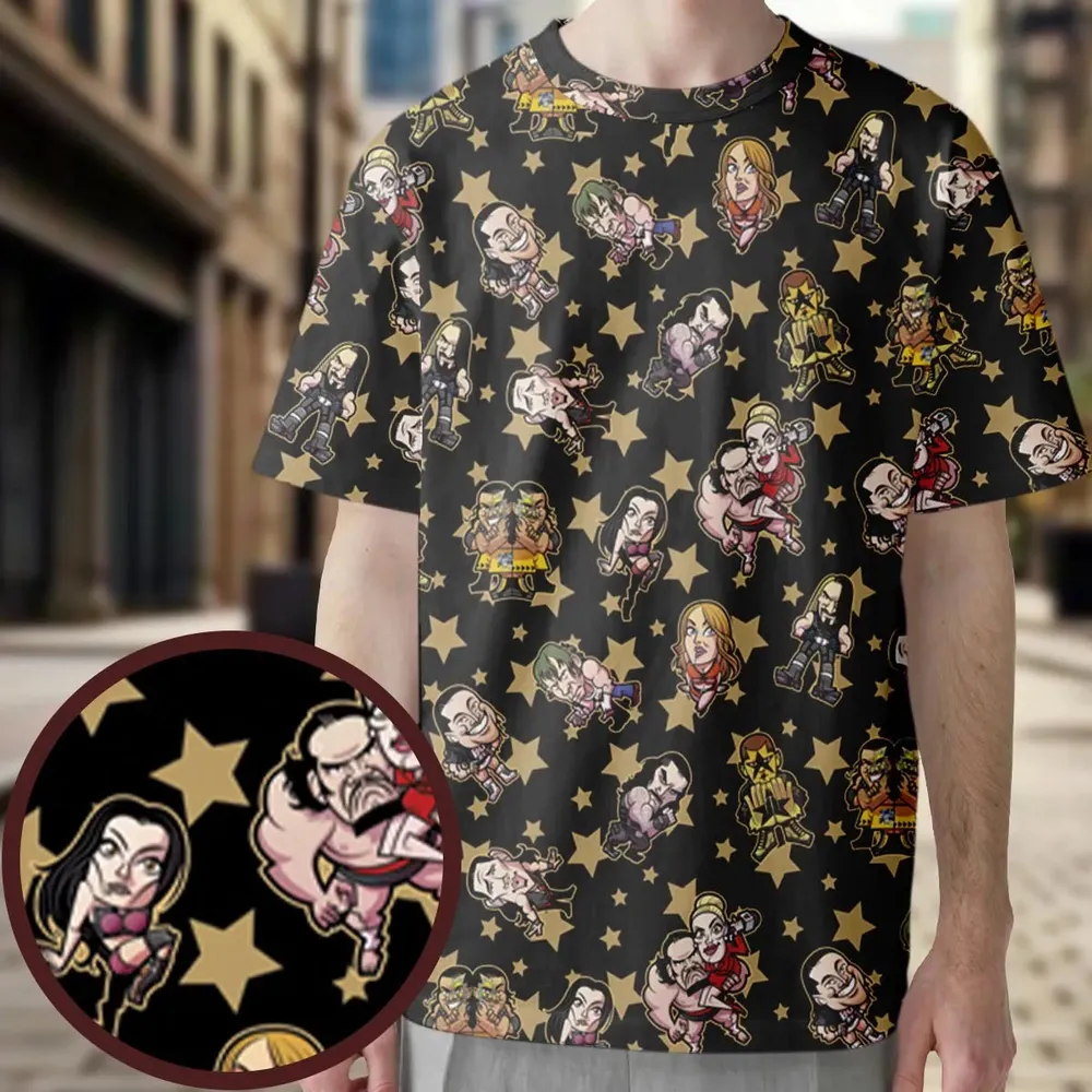 Wrestlers Mini Icons All-Over Print Unisex T-Shirt - 3
