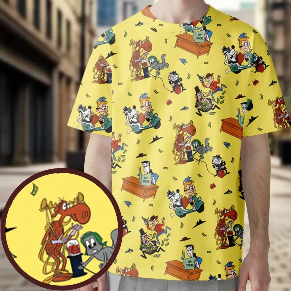 Moose And Squirrel The Adventures of Rocky and Bullwinkle All-Over Print Unisex T-Shirt - 3