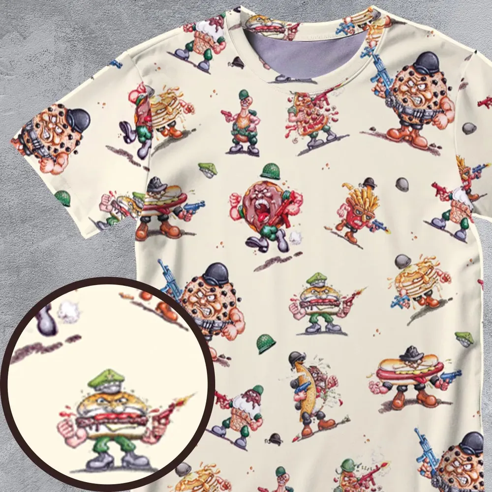 Kitchen Commandos and Refrigerator Rejects Food Fighters All-Over Print Unisex T-Shirt - 4