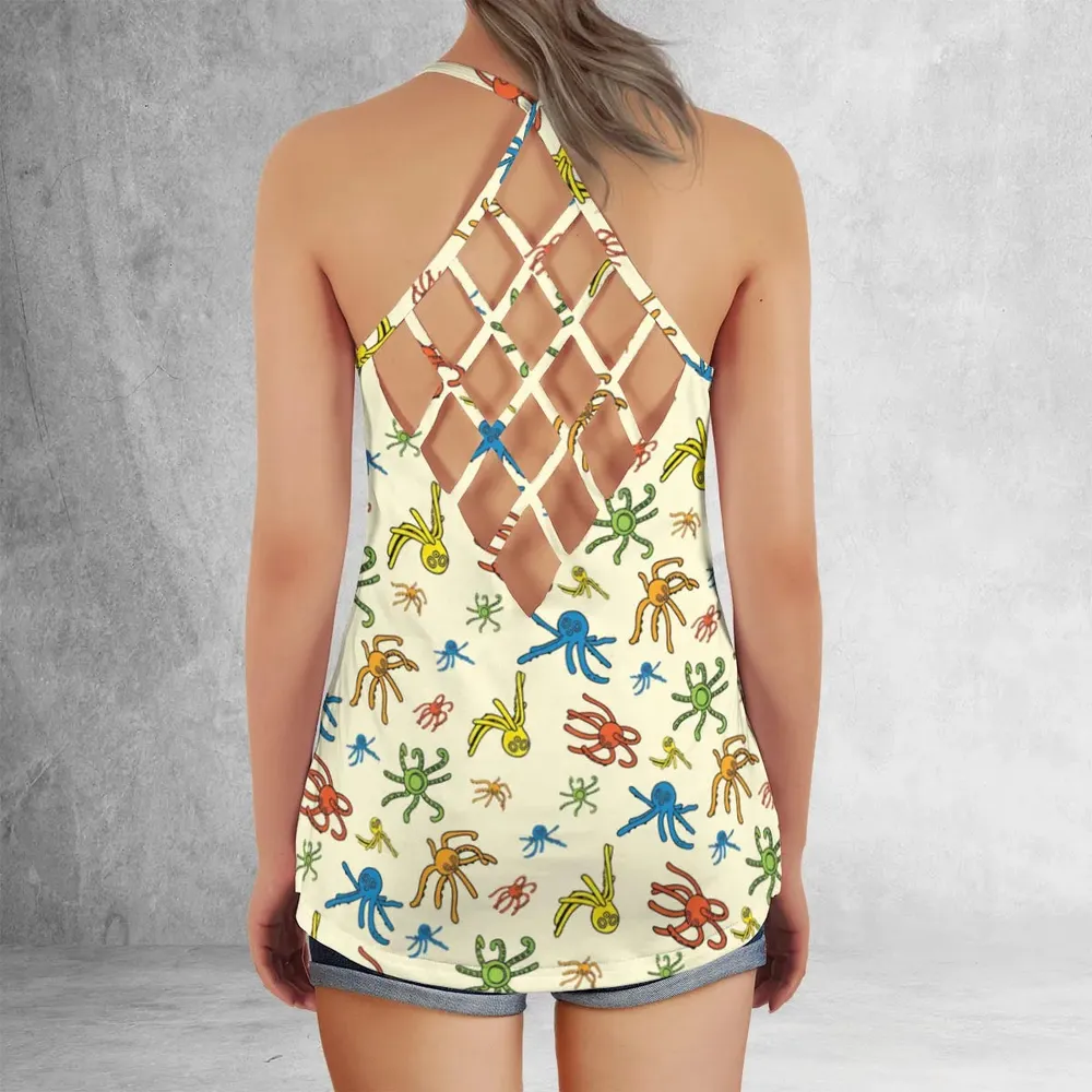 Walks Creeps Tumbles Wacky Wallwalkers Criss Cross Tank Top - 3