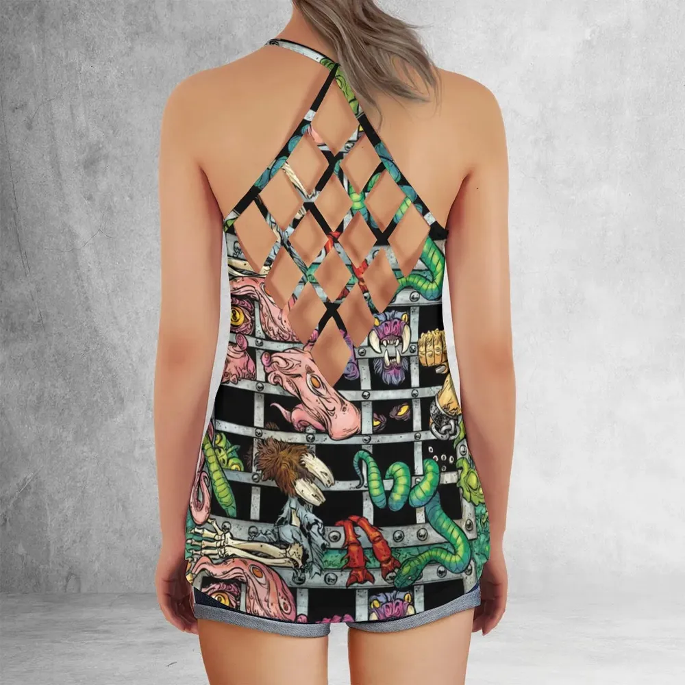 Castle Grayskull Dungeon He-man And The Masters Of The Universe Criss Cross Tank Top - 3