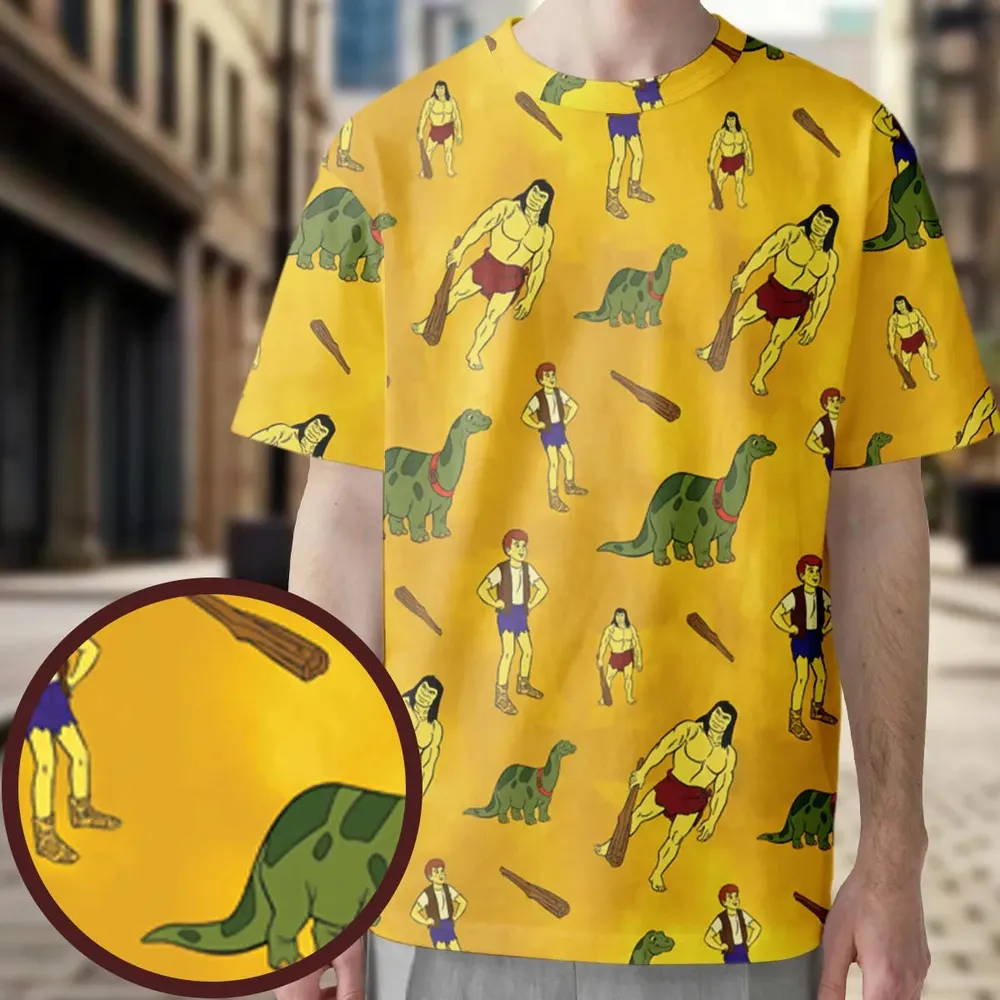 Dino Boy in the Lost Valley All-Over Print Unisex T-Shirt - 3