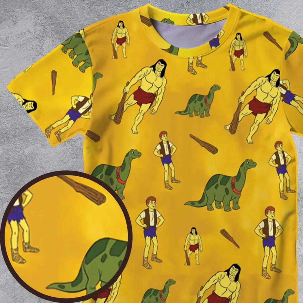 Dino Boy in the Lost Valley All-Over Print Unisex T-Shirt - 4