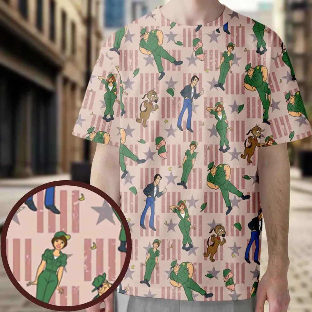 Laverne And Shirley with The Fonz All-Over Print Unisex T-Shirt - 3