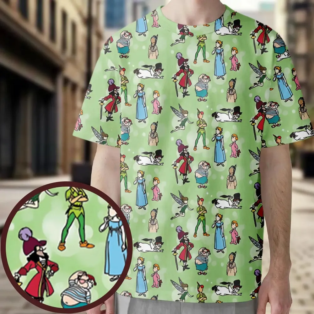 Neverland Doodles Peter Pan All-Over Print Unisex T-Shirt - 3