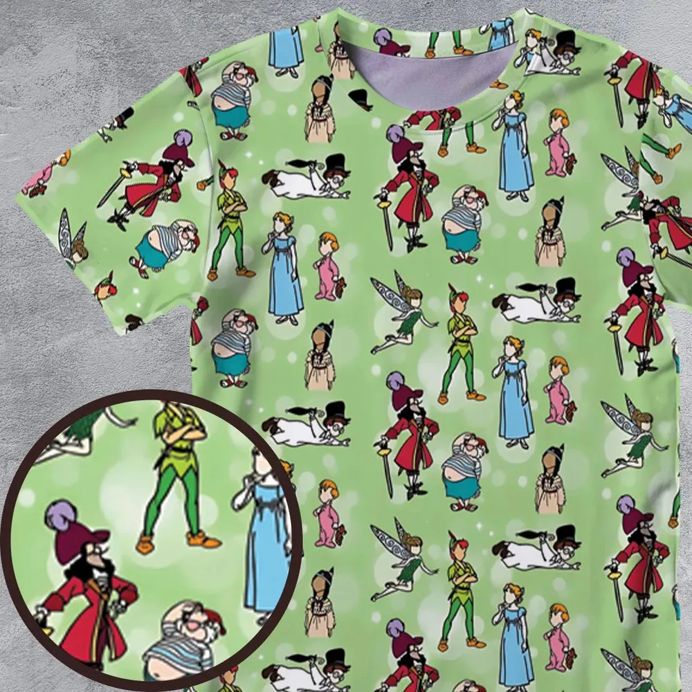Neverland Doodles Peter Pan All-Over Print Unisex T-Shirt - 4