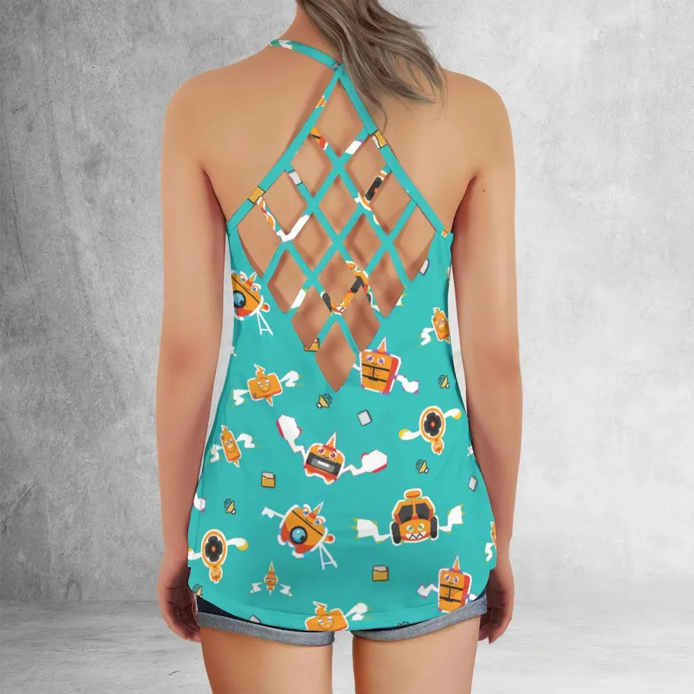 Pixel Rotom Electric Pokemon Criss Cross Tank Top - 3