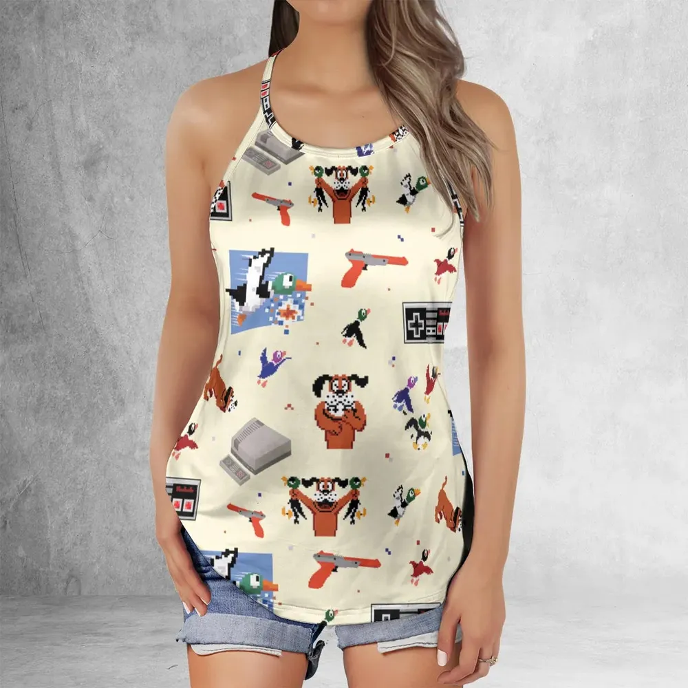 Retro Video Game Duck Hunt Criss Cross Tank Top - 2