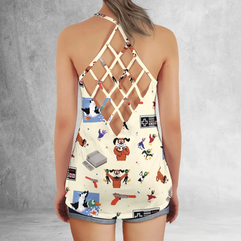 Retro Video Game Duck Hunt Criss Cross Tank Top - 3
