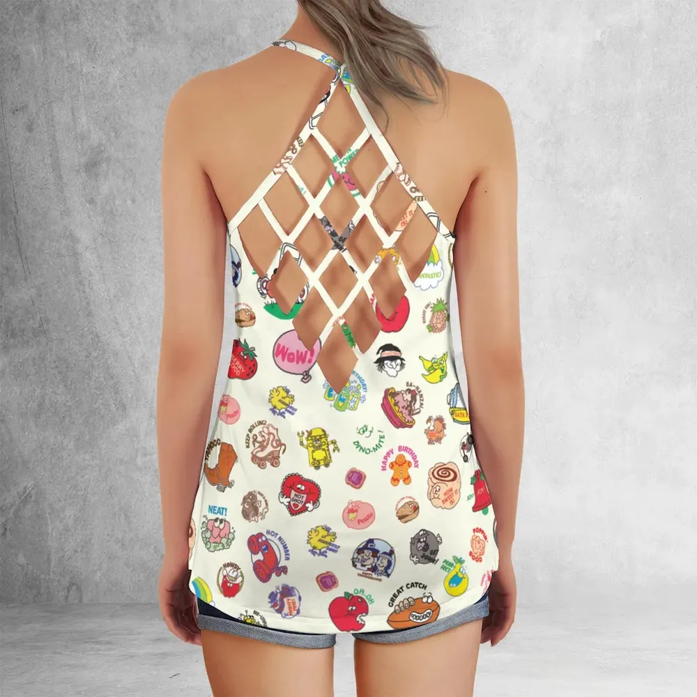 Vintage Trend Matte Scratch & Sniff Criss Cross Tank Top - 3