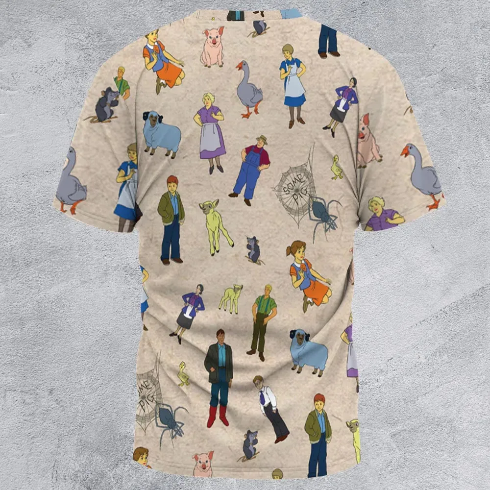 Beloved Children's Tale Charlotte's Web Cartoon Characters All-Over Print Unisex T-Shirt - 2