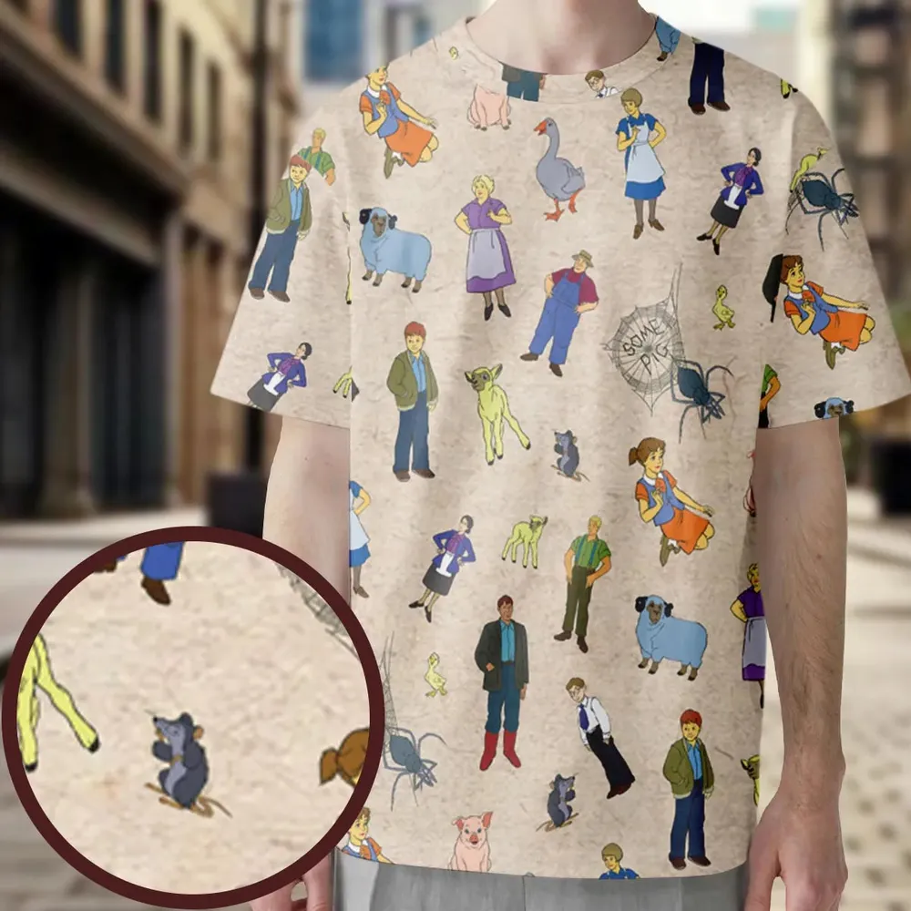 Beloved Children's Tale Charlotte's Web Cartoon Characters All-Over Print Unisex T-Shirt - 3