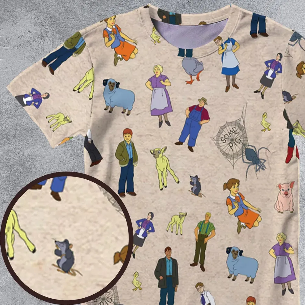 Beloved Children's Tale Charlotte's Web Cartoon Characters All-Over Print Unisex T-Shirt - 4