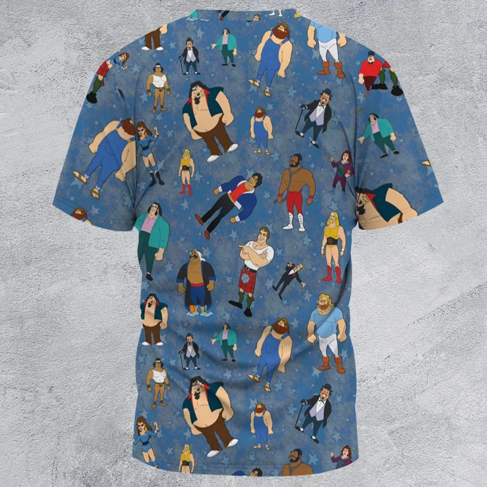 80s Hulk Rock 'n' Wrestling Characters All-Over Print Unisex T-Shirt - 2