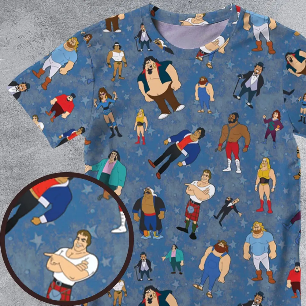 80s Hulk Rock 'n' Wrestling Characters All-Over Print Unisex T-Shirt - 4