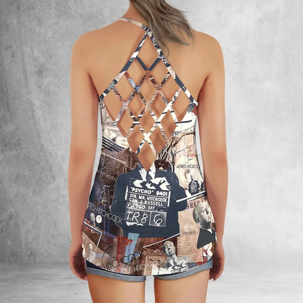 Alfred Hitchcock Aesthetic Criss Cross Tank Top - 3