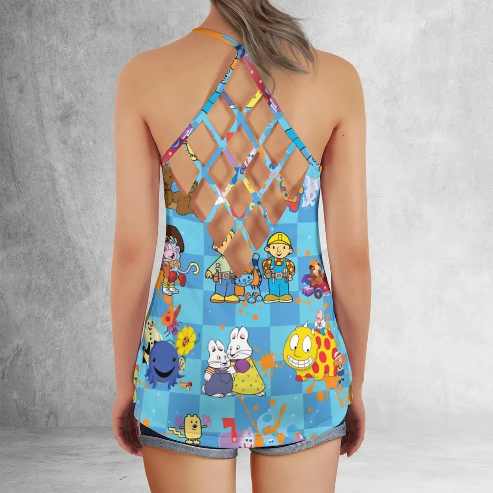 90s cartoon Nostalgic Criss Cross Tank Top - 3