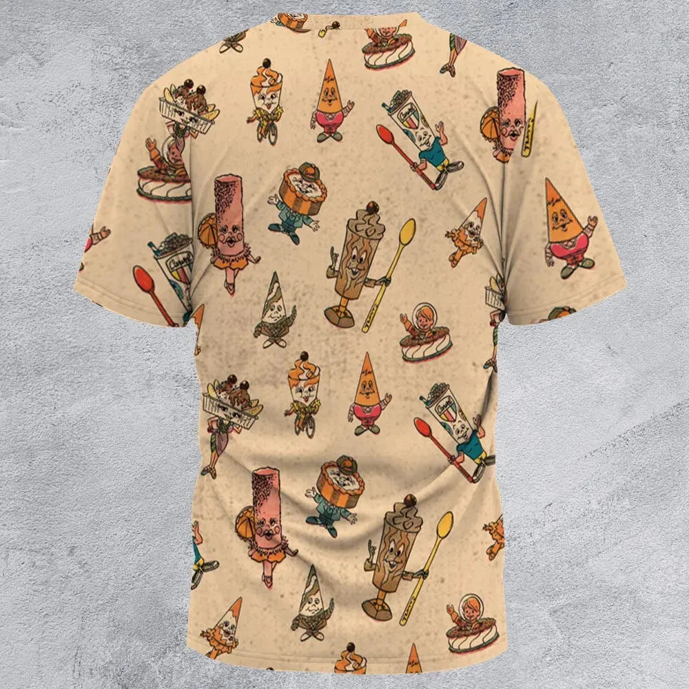 Retro Dessert Mascots Carvel comic book Ice Cream All-Over Print Unisex T-Shirt - 2
