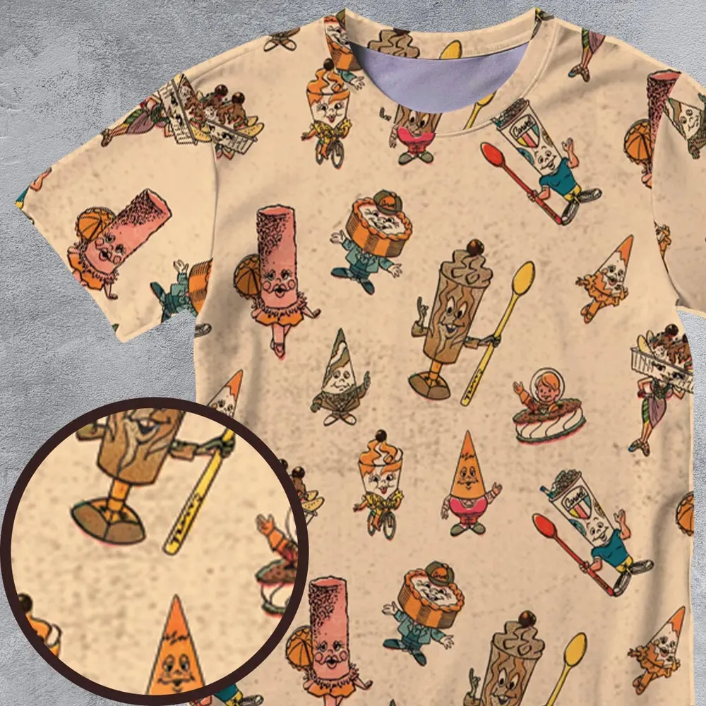 Retro Dessert Mascots Carvel comic book Ice Cream All-Over Print Unisex T-Shirt - 4