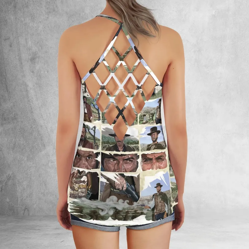 The Man With No Name The Good The Bad and The Ugly Criss Cross Tank Top - 3