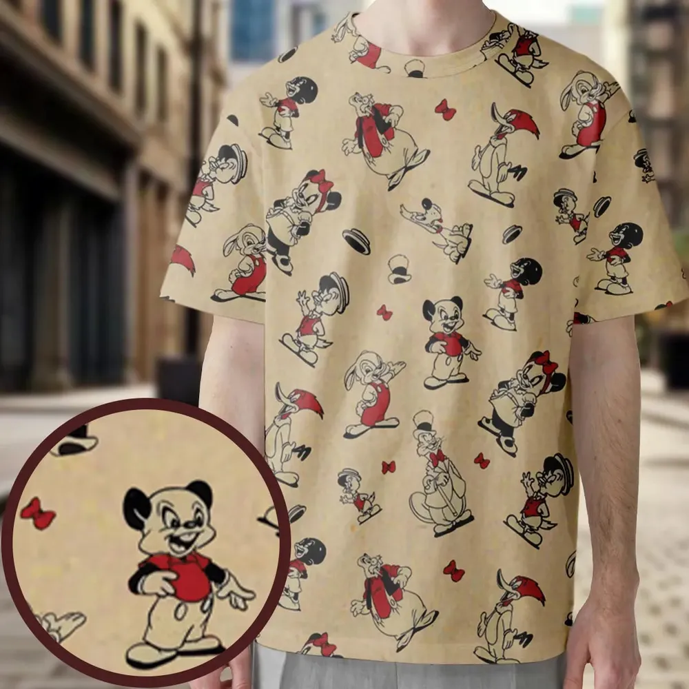 Walter Lantz's Famous Movie Characters All-Over Print Unisex T-Shirt - 3