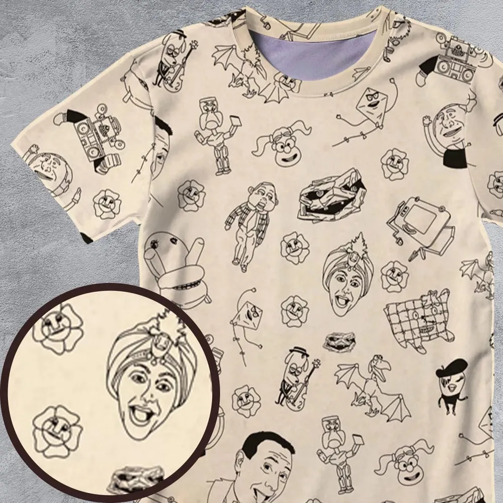 Pee-Wee's Playhouse Characters All-Over Print Unisex T-Shirt - 4