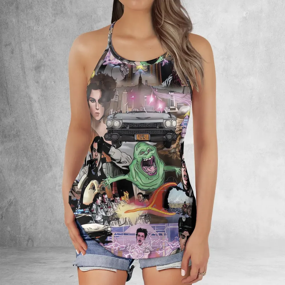 Ghostbusters Comic Style Montage Criss Cross Tank Top - 2
