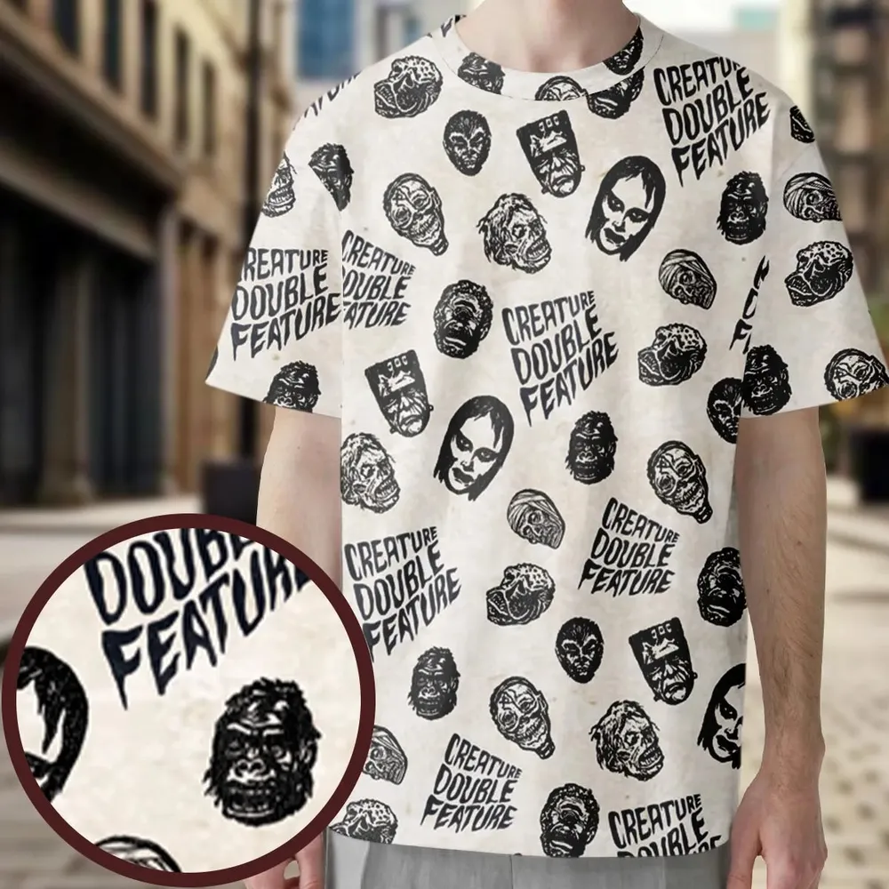 Creature Double Feature Horror Characters All-Over Print Unisex T-Shirt - 3