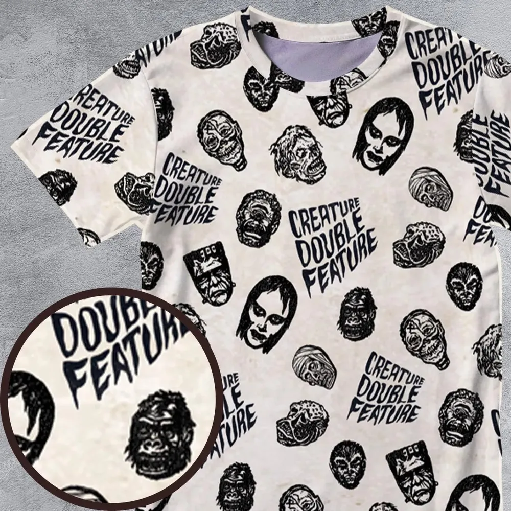 Creature Double Feature Horror Characters All-Over Print Unisex T-Shirt - 4