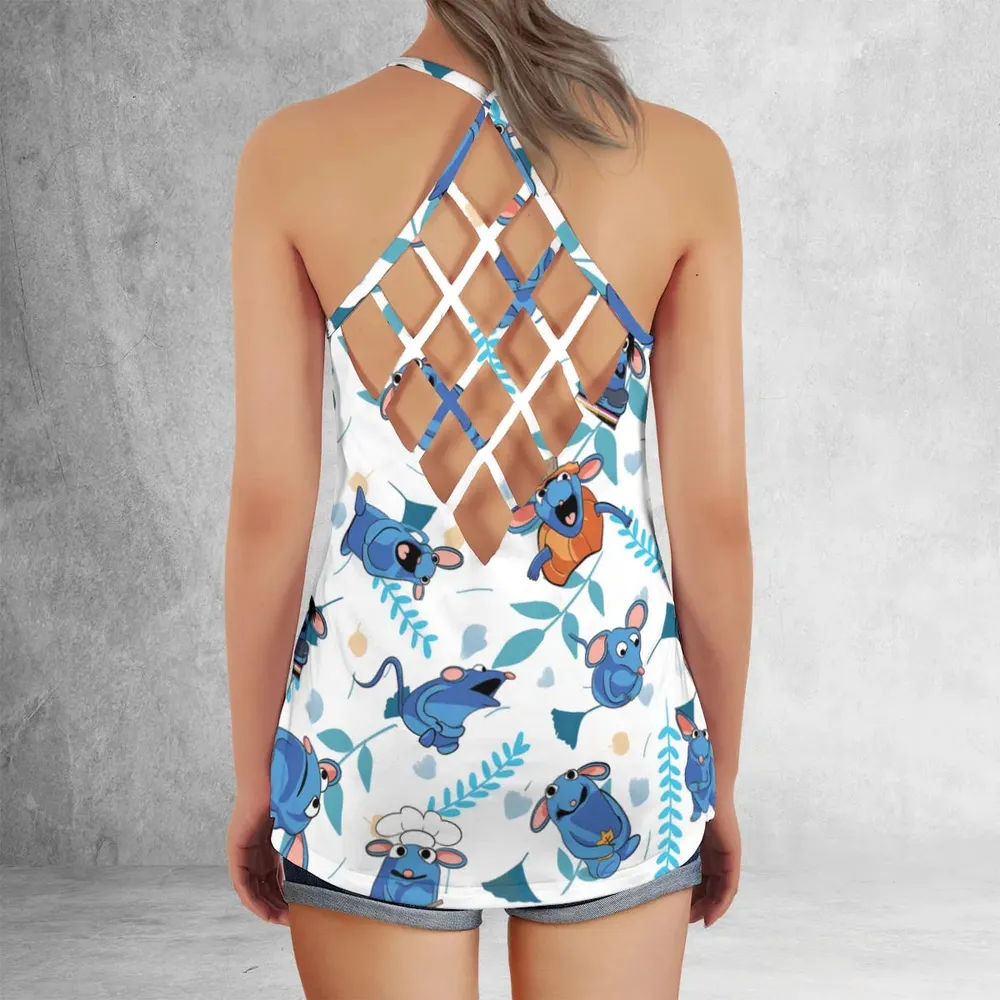 Cute Tutter Bear in the Big Blue House Criss Cross Tank Top - 3