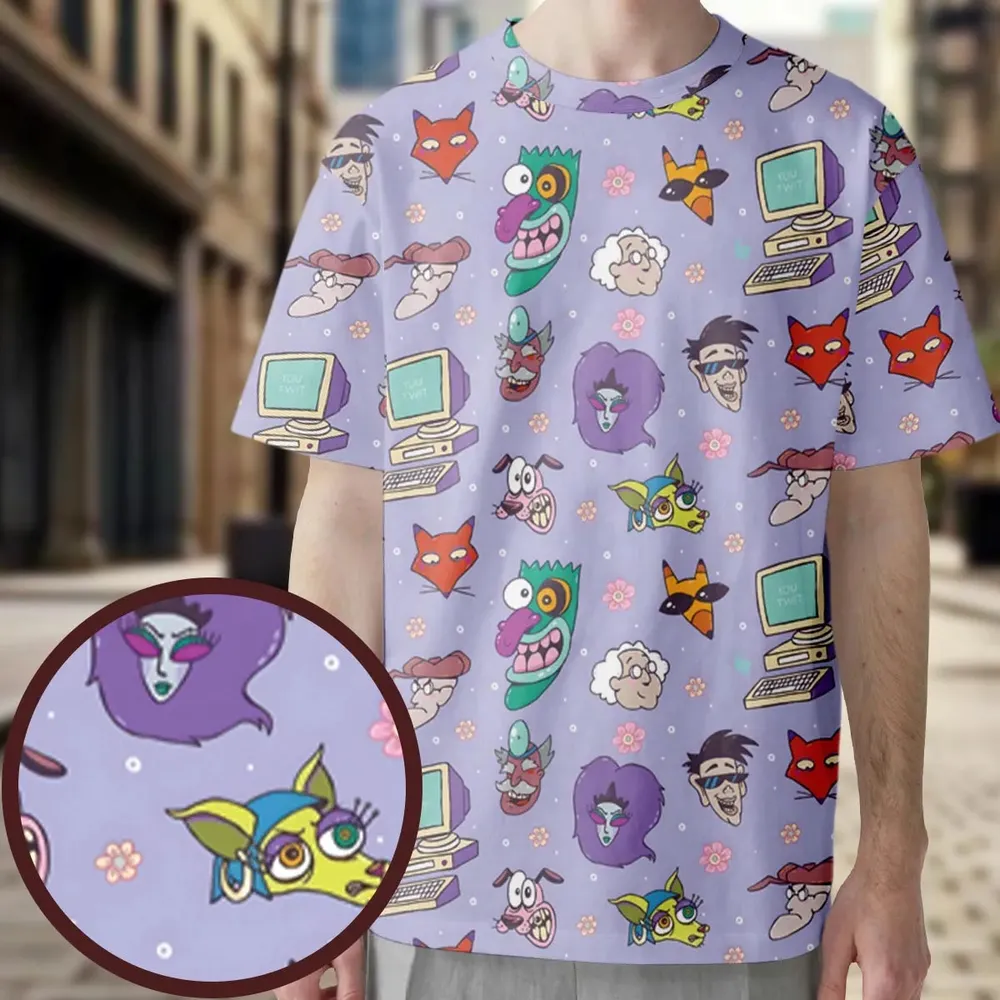 Floral Courage Courage the Cowardly Dog All-Over Print Unisex T-Shirt - 3