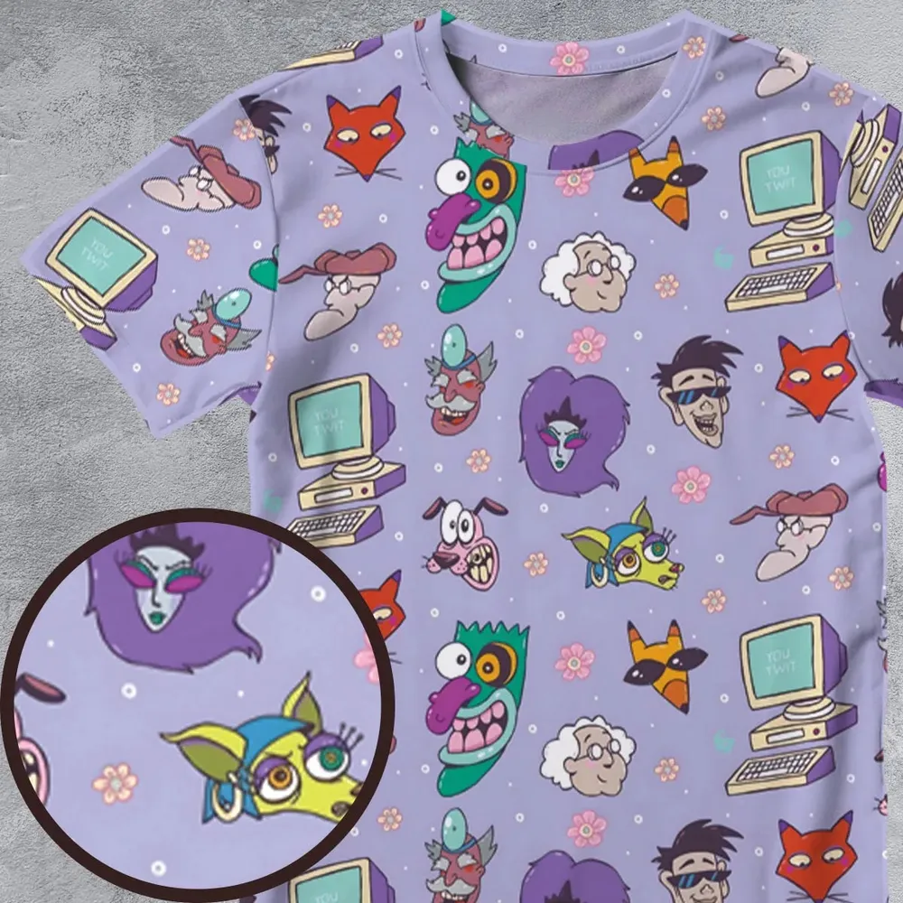 Floral Courage Courage the Cowardly Dog All-Over Print Unisex T-Shirt - 4