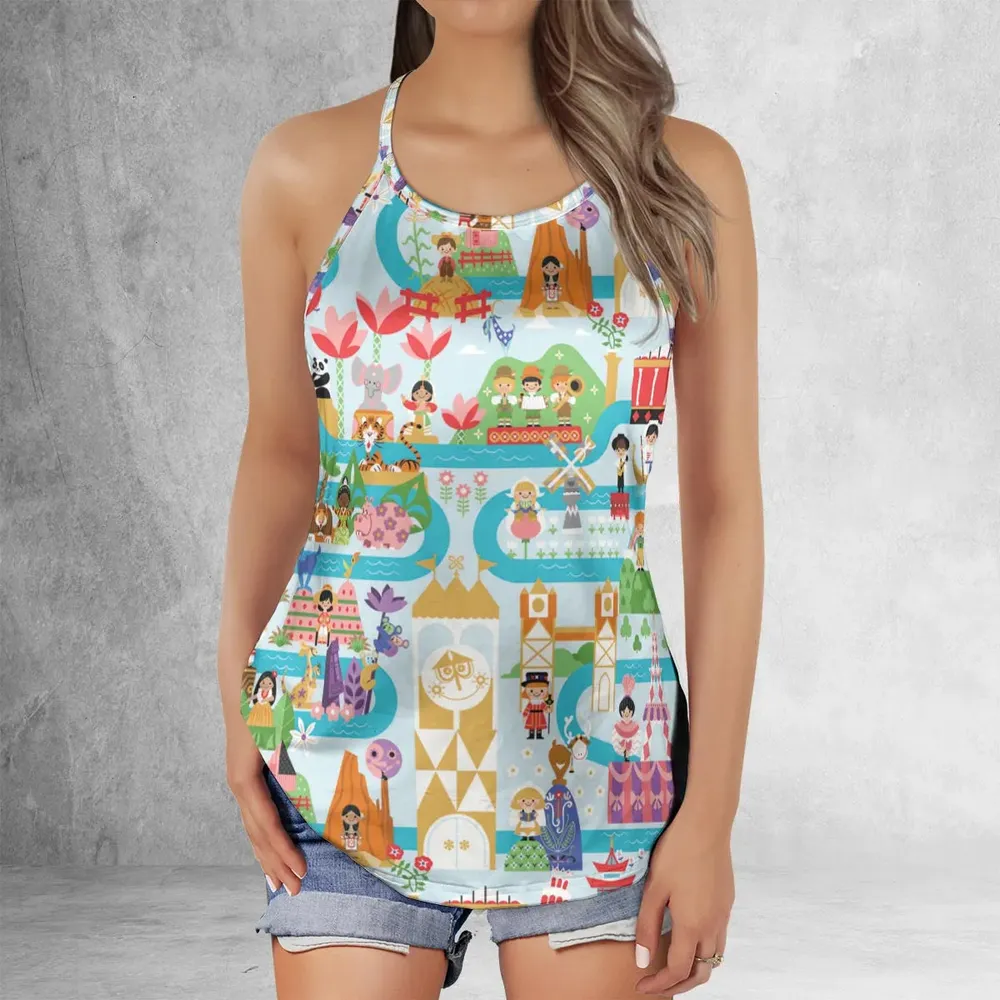 It's Small World Map Criss Cross Tank Top - 2