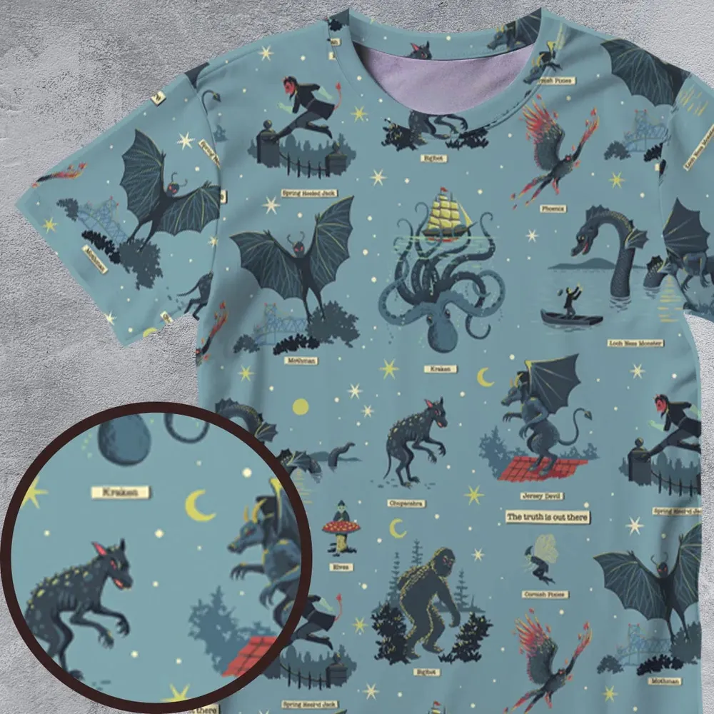 Paranormal Creatures All-Over Print Unisex T-Shirt - 4
