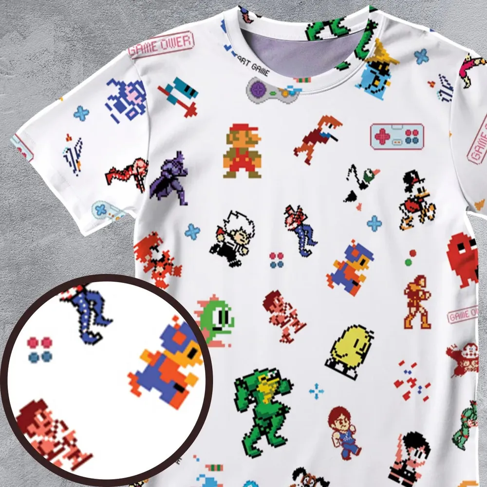 Iconic Video Game Characters All-Over Print Unisex T-Shirt - 4
