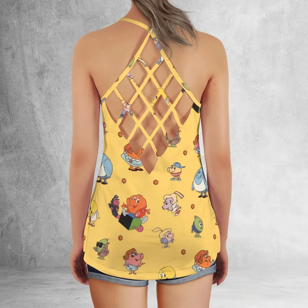 80s Arcade Game Qbert Criss Cross Tank Top - 3