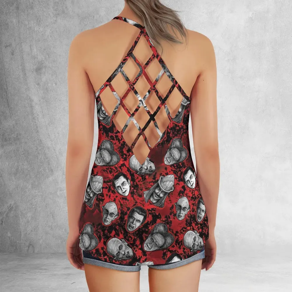 Many Faces Of Dracula Criss Cross Tank Top - 3