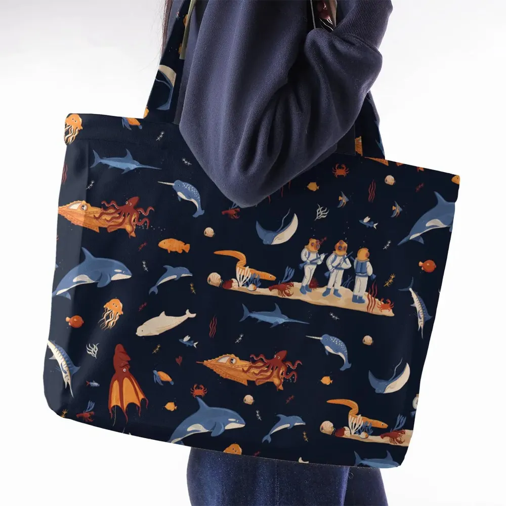 Around The Word Under The Sea Large Tote Bag - 2